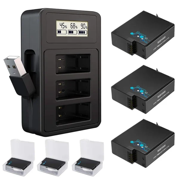 1800mAh GoPro Battery For GoPro 5 6 7 8 and USB Digital display Charger Compatible GoPro Hero 8 7 6 5 Gopro camera