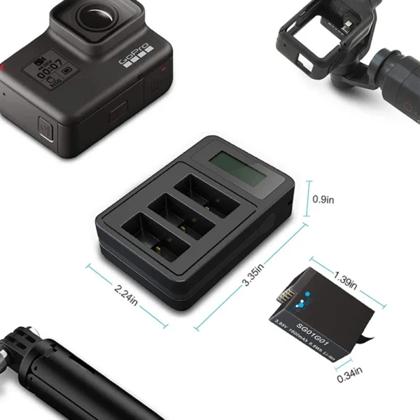 1800mAh GoPro Battery For GoPro 5 6 7 8 and USB Digital display Charger Compatible GoPro Hero 8 7 6 5 Gopro camera - Image 5