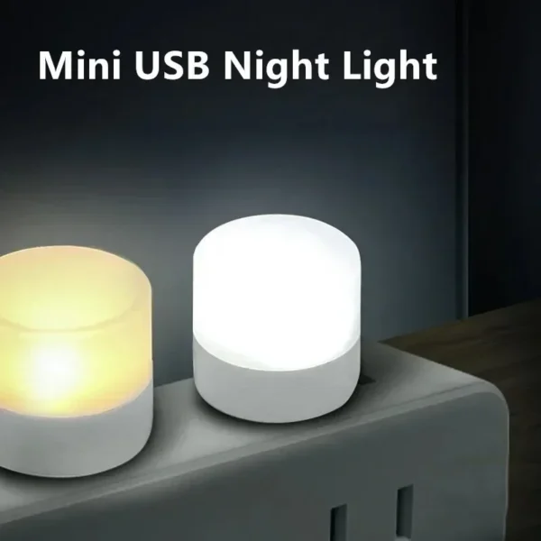 50/1pcs Mini USB Night Lights LED Warm White Eye Protection Book Reading Light USB PC Mobile Power Plug Charging Lamps Wholesale - Image 2