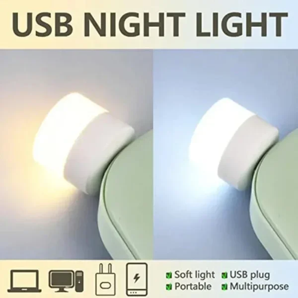 50/1pcs Mini USB Night Lights LED Warm White Eye Protection Book Reading Light USB PC Mobile Power Plug Charging Lamps Wholesale - Image 3