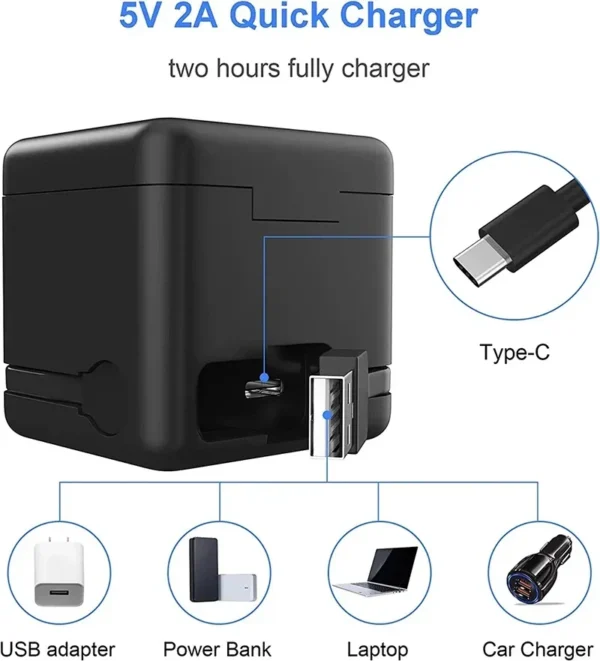 GoPro 5 Battery charger equipped with high-speed SD card reader function and Type-C interface for GoPro Hero 8 Hero 7 Hero 6 Hero 5 camera - Image 3