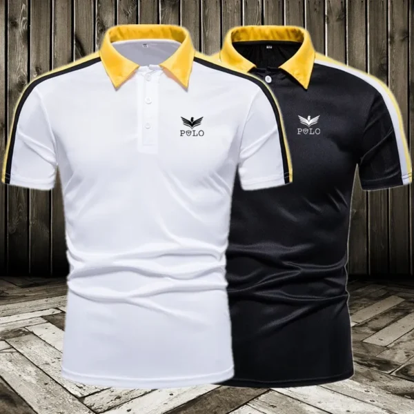 Men's fashionable simple slim fit top men's short sleeved polo shirt